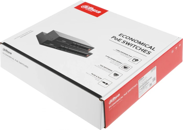 Коммутатор Dahua DH-PFS3010-8ET-65 10x100Мбит/с 8PoE+ 65W неуправляемый