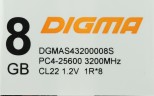 Память DDR4 8Gb 3200MHz Digma DGMAS43200008S RTL PC4-25600 CL22 SO-DIMM 260-pin 1.2В single rank Ret