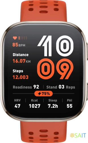 Смарт-часы Amazfit Bip 6 A2435 1.97" AMOLED корп.серый рем.красный разм.брасл.:130-195мм (6970100377880)