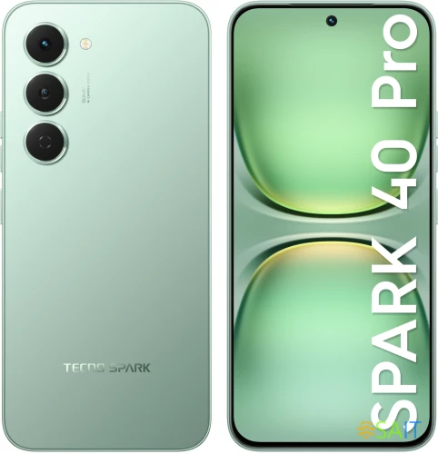 Смартфон Tecno Spark 40 Pro 128Gb 8Gb зеленый моноблок 3G 4G 2Sim 6.78" 1224x2720 Android 15 50Mpix 802.11 a/b/g/n/ac/ax NFC GPS GSM900/1800 Protect FM