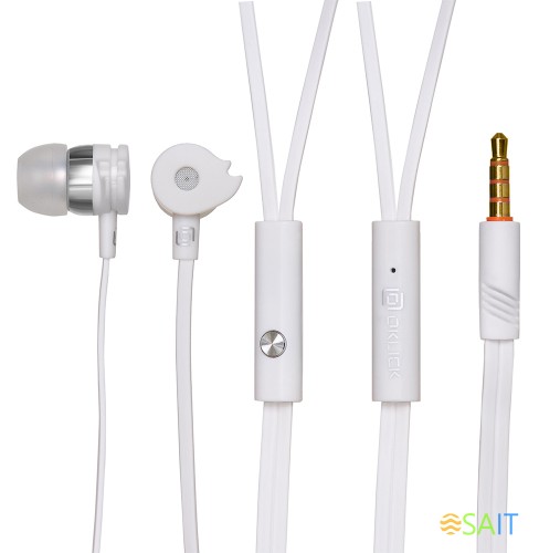 Гарнитура внутриканальные Оклик HS-S-210 1.2м белый проводные в ушной раковине (D1W)