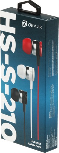 Гарнитура внутриканальные Оклик HS-S-210 1.2м белый проводные в ушной раковине (D1W)