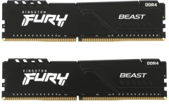 Память DDR4 2x32Gb 3200MHz Kingston KF432C16BBK2/64 Fury Beast Black RTL Gaming PC4-25600 CL16 DIMM 288-pin 1.35В dual rank с радиатором Ret