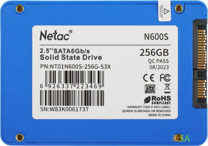 Накопитель SSD Netac SATA-III 256GB NT01N600S-256G-S3X N600S 2.5"