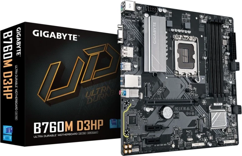 Материнская плата Gigabyte B760M D3HP Soc-1700 Intel B760 4xDDR5 mATX AC`97 8ch(7.1) GbLAN RAID+VGA+HDMI+DP