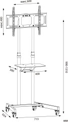 Стойка для телевизора Cactus CS-ST04H черный 37"-70" макс.45кг напольный мобильный