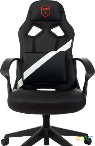 Кресло игровое Zombie 300 черный/белый эко.кожа с подголов. крестов. пластик пластик черный