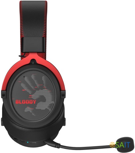 Наушники с микрофоном A4Tech Bloody MR590 Sports красный/черный 1.5м мониторные BT/Radio/3.5mm оголовье (MR590+ WIRED/SPORT RED)