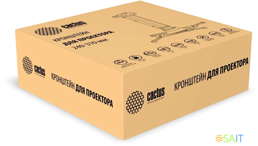 Кронштейн для проектора Cactus CS-VM-PR05M-AL серебристый макс.24кг потолочный поворот и наклон