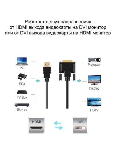 Кабель VCOM HDMI (m) - DVI-D (m)