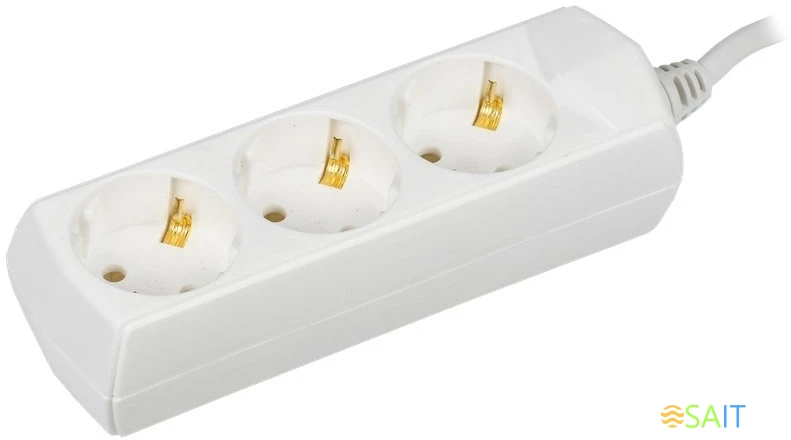Сетевой удлинитель IEK У03 5м (3 розетки) белый (пакет ПЭ)