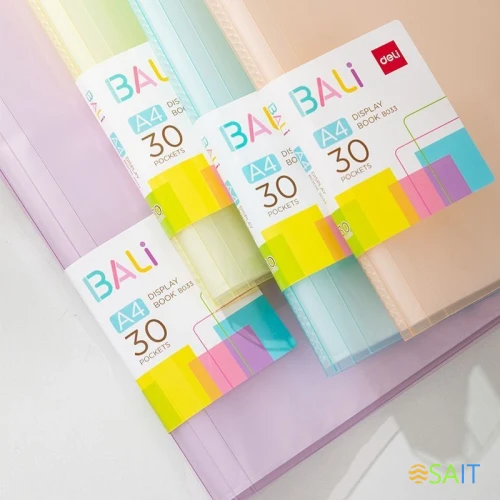 Папка с 30 прозр.вклад. Deli EB033 A4 полипропилен ассорти