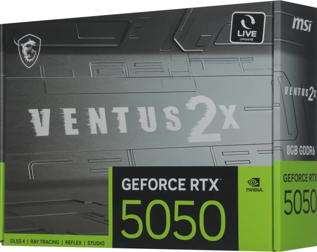 Видеокарта MSI PCI-E 5.0 RTX 5050 8G VENTUS 2X NVIDIA GeForce RTX 5050 8Gb 128bit GDDR6 2572/20000 HDMIx1 DPx3 HDCP Ret
