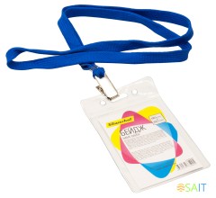 Бейдж Silwerhof 380005-00 90х60мм вертикальный зажим/тесьма полипропилен