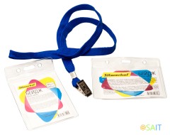 Бейдж Silwerhof 380005-00 90х60мм вертикальный зажим/тесьма полипропилен
