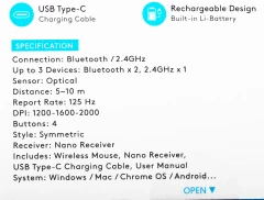 Мышь A4Tech Fstyler FB10C черный оптическая 2000dpi беспров. BT/Radio USB 4but (FB10C STONE BLACK)