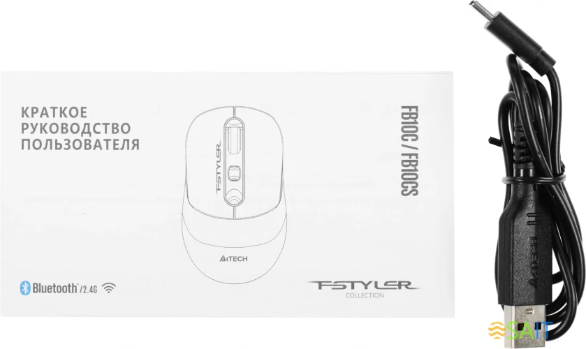 Мышь A4Tech Fstyler FB10C черный оптическая 2000dpi беспров. BT/Radio USB 4but (FB10C STONE BLACK)