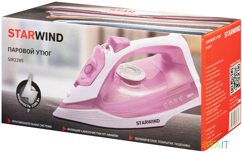 Утюг Starwind SIR2285 2200Вт розовый/белый