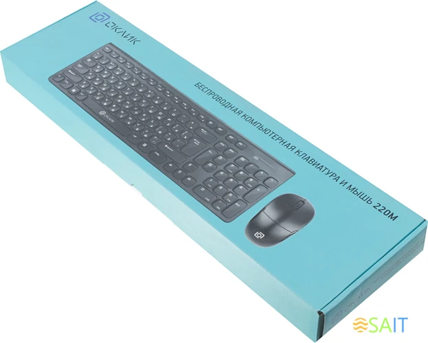 Клавиатура + мышь Оклик 220M клав:черный мышь:черный USB беспроводная slim Multimedia (1062000)