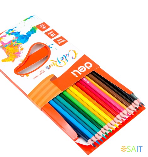 Карандаши цв. Deli EC00110 ColoRun трехгран. пластик 18цв. коробка/европод. (18шт)