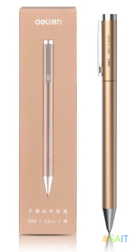 Ручка гелев. автоматическая Deli S99 GOLDEN золотистый d=0.5мм черн. черн. подар.кор. (1шт)
