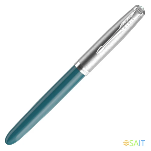 Ручка перьев. Parker 51 Core (2123506) Teal Blue CT F сталь нержавеющая подар.кор.
