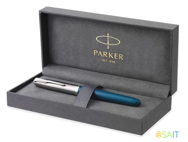 Ручка перьев. Parker 51 Core (2123506) Teal Blue CT F сталь нержавеющая подар.кор.