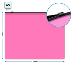 Папка на молнии ZIP Бюрократ Double Neon DNEBPM5APINKBL A5 полипропилен 0.15мм розовый цвет молнии черный