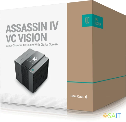 Устройство охлаждения(кулер) Deepcool Assassin IV VC Vision Soc-AM5/AM4/1200/2066/1700/1851 черный 4-pin 22.6-29.3dB Al+Cu LCD 300W 1780gr Ret (R-ASN4-BKNVMD-G)