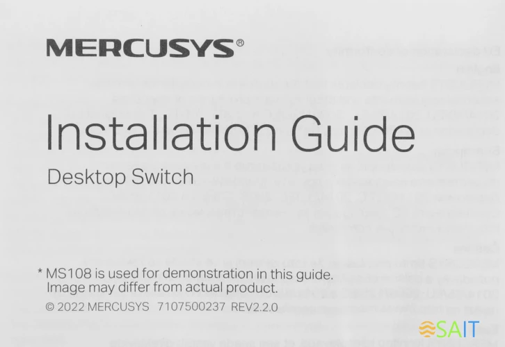 Коммутатор Mercusys MS105G (L2) 5x1Гбит/с неуправляемый