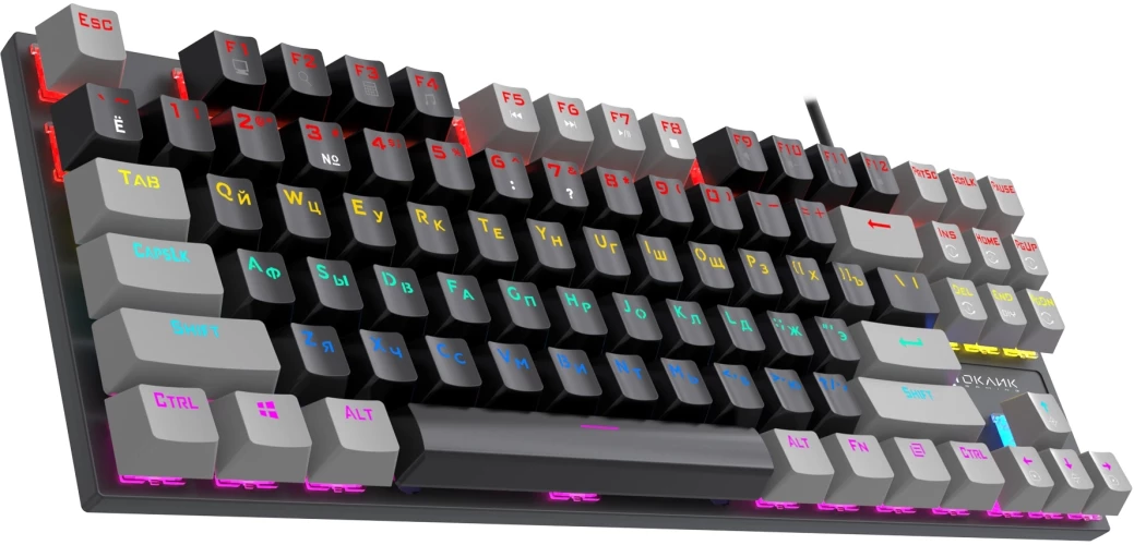 Клавиатура Оклик K600X механическая черный/серый USB Multimedia for gamer LED