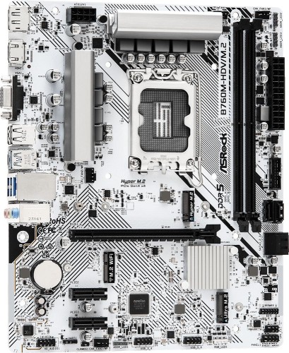 Материнская плата Asrock B760M-HDV/M.2 Soc-1700 Intel B760 2xDDR5 mATX AC`97 8ch(7.1) 2.5Gg RAID+VGA+HDMI+DP