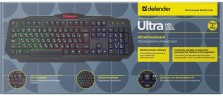 Клавиатура Defender Ultra HB-330L черный USB LED (подставка для запястий)