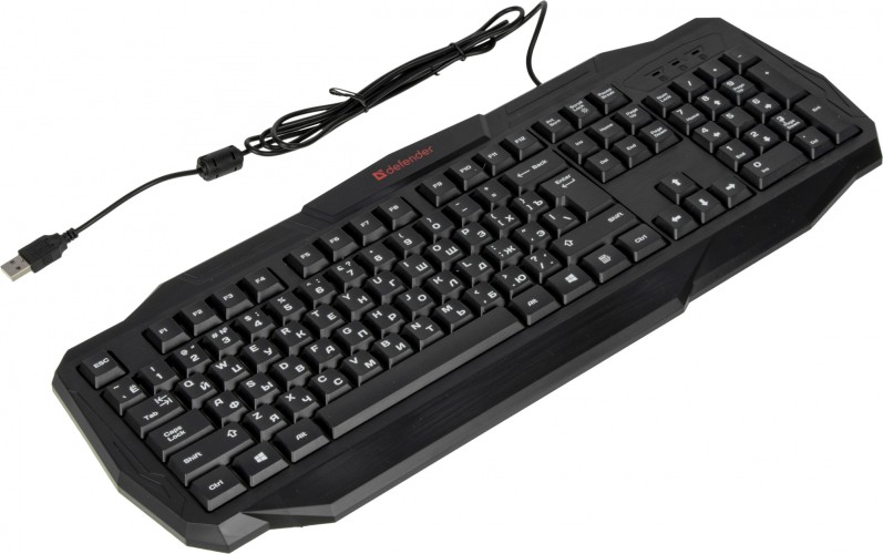 Клавиатура Defender Ultra HB-330L черный USB LED (подставка для запястий)