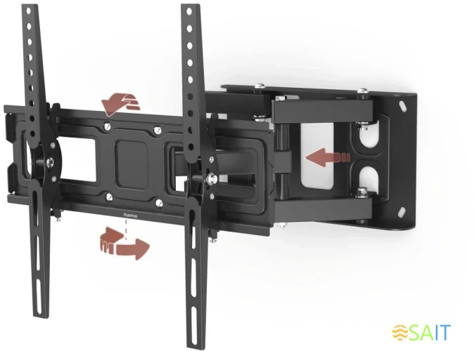 Кронштейн для телевизора Hama 00220830 черный 32"-65" макс.40кг настенный поворотно-выдвижной и наклонный