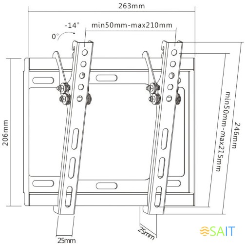 Кронштейн для телевизора Ultramounts UM831T черный 23"-42" макс.35кг настенный наклон