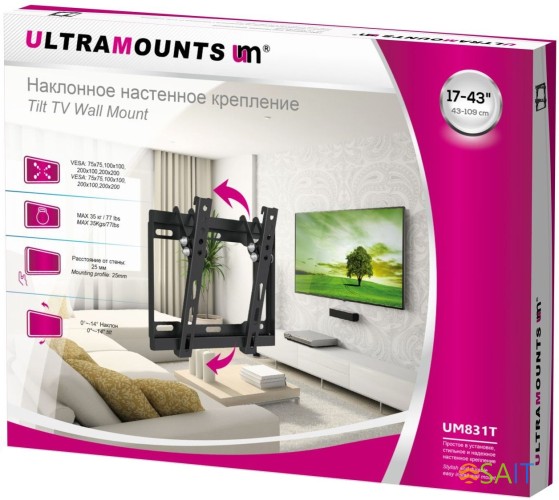 Кронштейн для телевизора Ultramounts UM831T черный 23"-42" макс.35кг настенный наклон