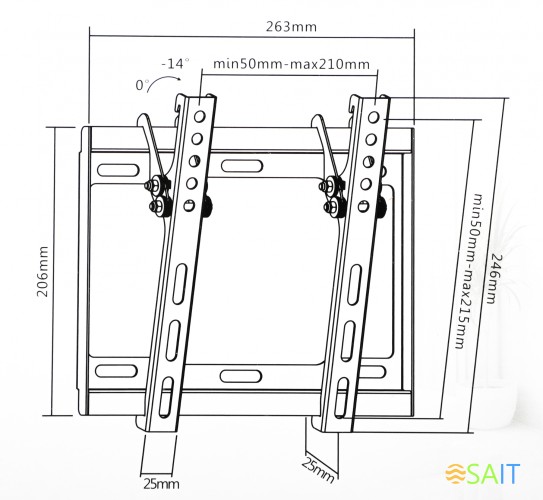Кронштейн для телевизора Ultramounts UM831T черный 23"-42" макс.35кг настенный наклон