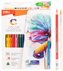 Карандаши цв. Deli EC00730 Color Emotion акварель. липа 36цв. коробка/европод.