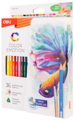 Карандаши цв. Deli EC00730 Color Emotion акварель. липа 36цв. коробка/европод.