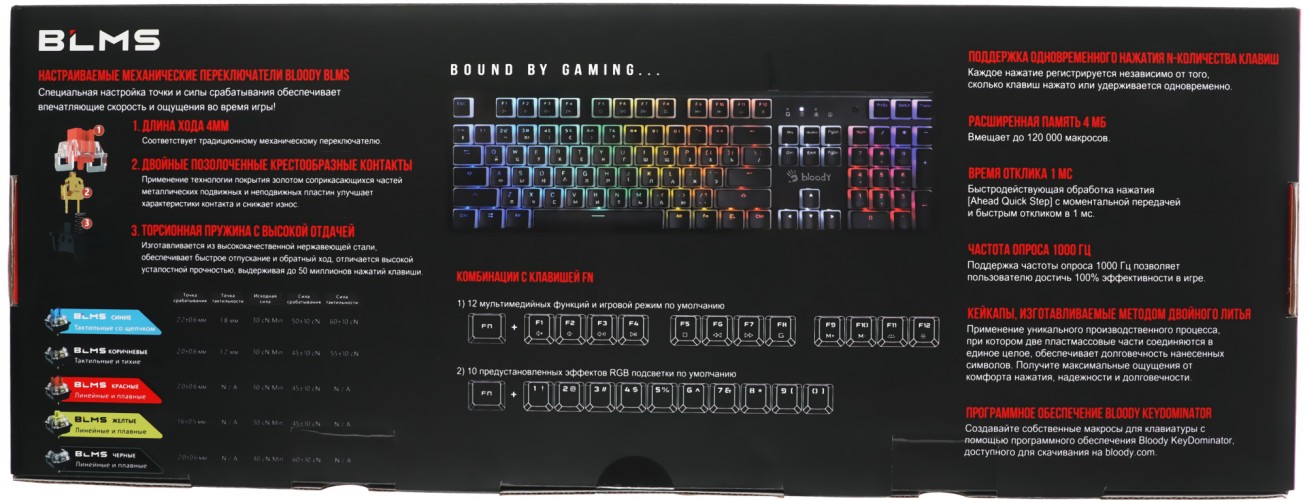 Клавиатура A4Tech Bloody S510RP механическая черный USB for gamer LED (S510RP PUDDING BLACK/BLMS RED)