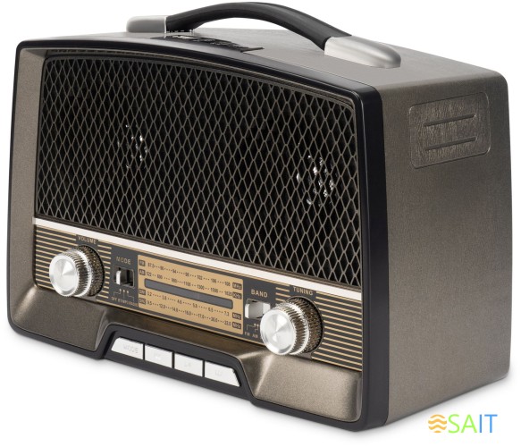 Радиоприемник настольный Hyundai H-PSR156 коричневый USB SD/microSD