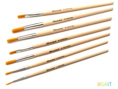 Набор кистей Silwerhof Монстрики (наб.7шт) синт.круг.№1-5/плос.№ 4,6 дерев.лакир.ручка