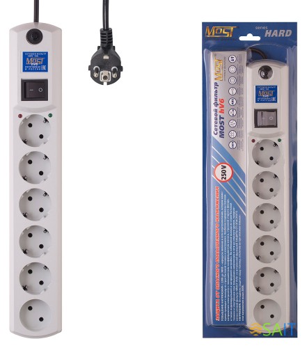 Сетевой фильтр Most HV6 5м (6 розеток) белый (коробка)