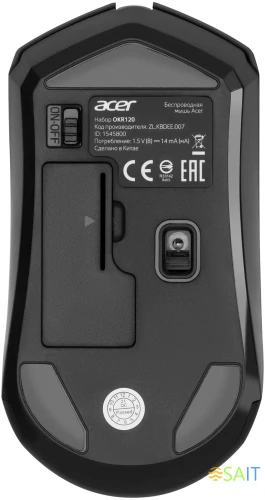 Клавиатура + мышь Acer OKR120 клав:черный мышь:черный USB беспроводная (ZL.KBDEE.007)