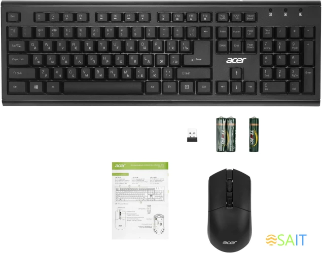 Клавиатура + мышь Acer OKR120 клав:черный мышь:черный USB беспроводная (ZL.KBDEE.007)