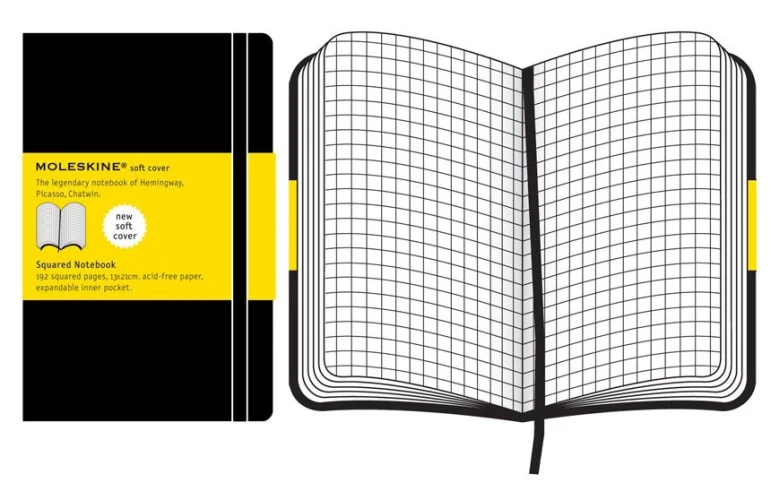 Блокнот Moleskine CLASSIC SOFT QP617 Large 130х210мм 192стр. клетка мягкая обложка черный