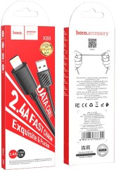 Кабель Hoco X88 Gratified USB (m)-Lightning (m) 1м черный коробка