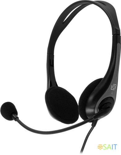 Наушники с микрофоном Оклик HS-M300 черный/серый 1.8м накладные оголовье (1876323)