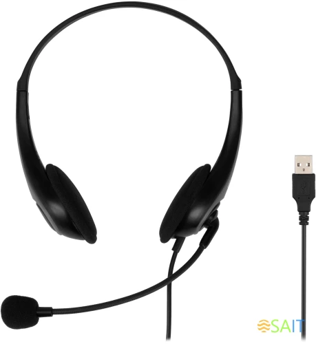 Наушники с микрофоном Оклик HS-M300 черный/серый 1.8м накладные оголовье (1876323)